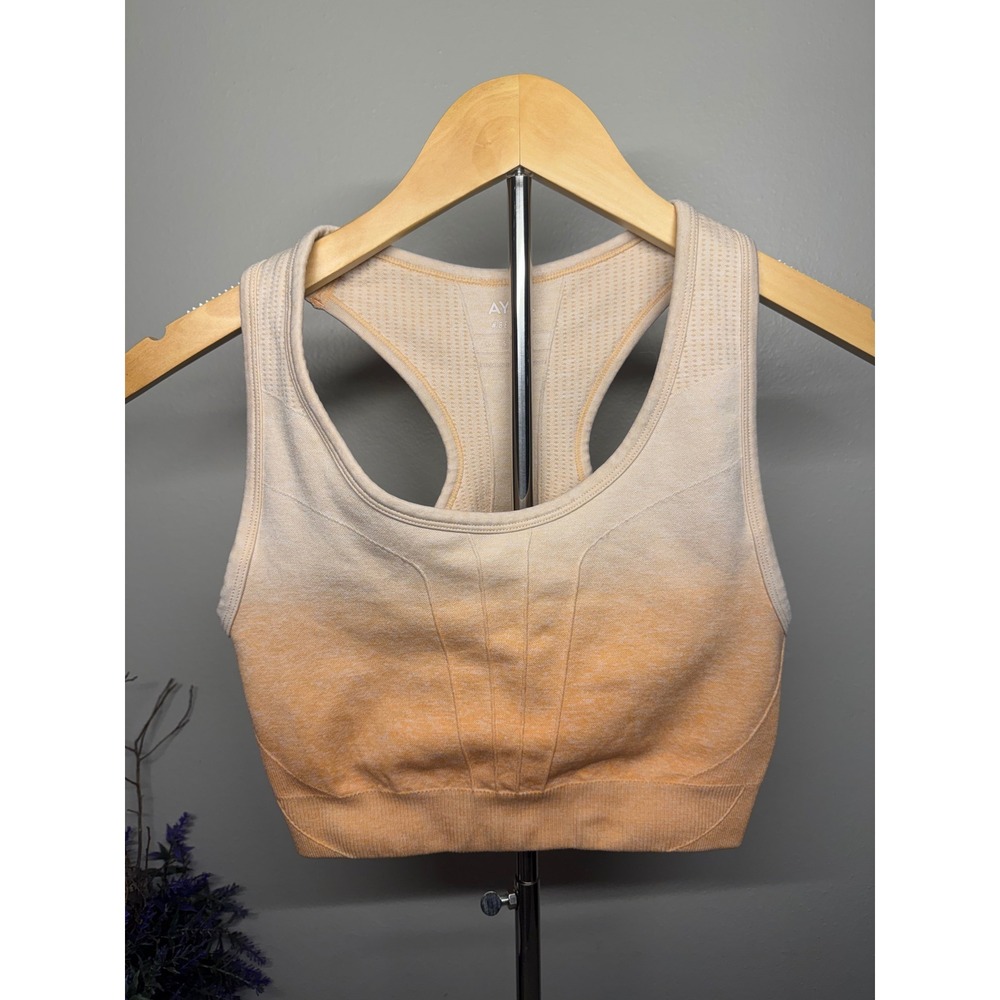 AYBL Motion Seamless Sports Bra Orange Cream Ombre Racerback Small